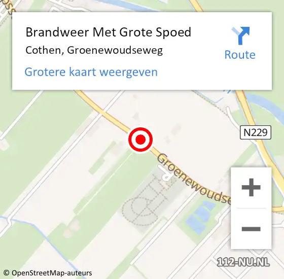 Locatie op kaart van de 112 melding: Brandweer Met Grote Spoed Naar Cothen, Groenewoudseweg op 17 oktober 2018 14:35