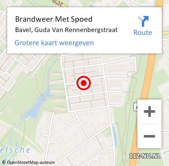 Locatie op kaart van de 112 melding: Brandweer Met Spoed Naar Bavel, Guda Van Rennenbergstraat op 17 oktober 2018 14:48