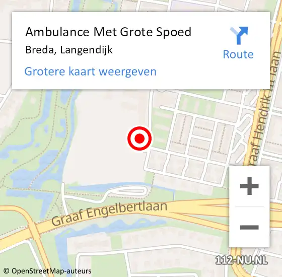 Locatie op kaart van de 112 melding: Ambulance Met Grote Spoed Naar Breda, Langendijk op 17 oktober 2018 15:20