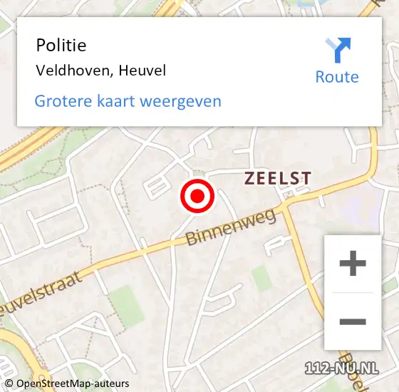 Locatie op kaart van de 112 melding: Politie Veldhoven, Heuvel op 17 oktober 2018 15:39