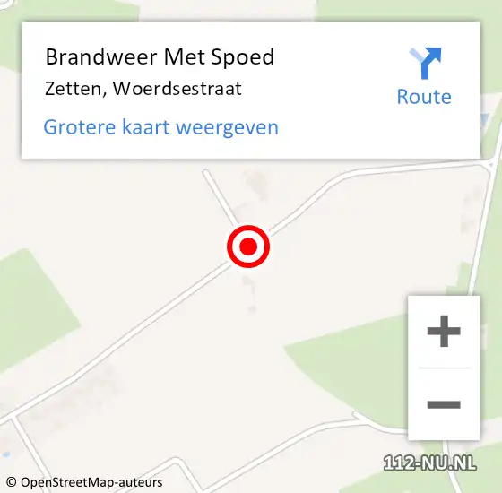 Locatie op kaart van de 112 melding: Brandweer Met Spoed Naar Zetten, Woerdsestraat op 17 oktober 2018 15:55