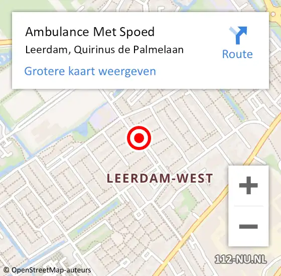 Locatie op kaart van de 112 melding: Ambulance Met Spoed Naar Leerdam, Quirinus de Palmelaan op 17 oktober 2018 16:35