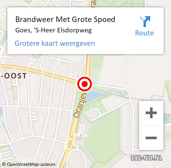 Locatie op kaart van de 112 melding: Brandweer Met Grote Spoed Naar Goes, 'S-Heer Elsdorpweg op 17 oktober 2018 17:17