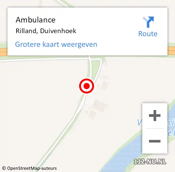 Locatie op kaart van de 112 melding: Ambulance Rilland, Duivenhoek op 17 oktober 2018 17:23