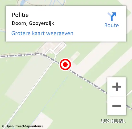 Locatie op kaart van de 112 melding: Politie Doorn, Gooyerdijk op 17 oktober 2018 17:29