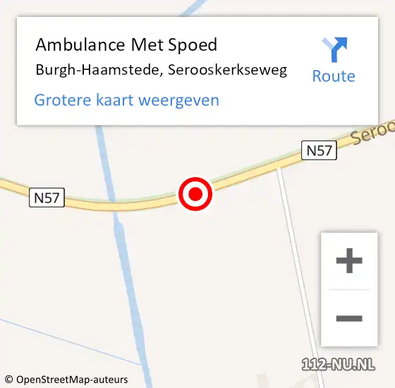 Locatie op kaart van de 112 melding: Ambulance Met Spoed Naar Burgh-Haamstede, Serooskerkseweg op 17 oktober 2018 19:41