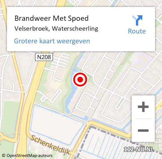 Locatie op kaart van de 112 melding: Brandweer Met Spoed Naar Velserbroek, Waterscheerling op 17 oktober 2018 19:48