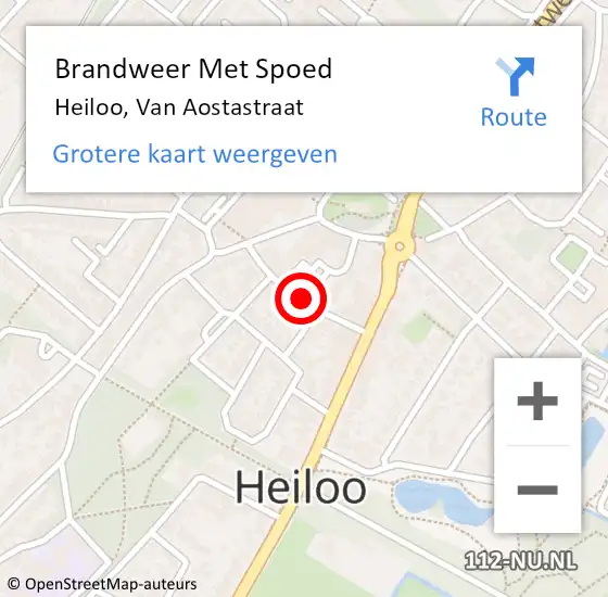 Locatie op kaart van de 112 melding: Brandweer Met Spoed Naar Heiloo, Van Aostastraat op 17 oktober 2018 20:15