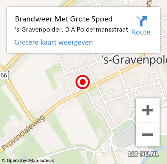 Locatie op kaart van de 112 melding: Brandweer Met Grote Spoed Naar 's-Gravenpolder, D A Poldermansstraat op 17 oktober 2018 20:39