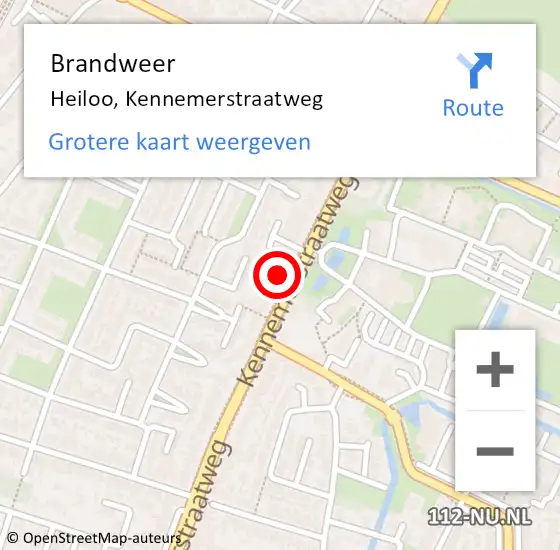 Locatie op kaart van de 112 melding: Brandweer Heiloo, Kennemerstraatweg op 12 maart 2014 08:59