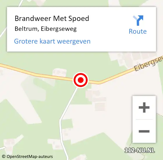 Locatie op kaart van de 112 melding: Brandweer Met Spoed Naar Beltrum, Eibergseweg op 17 oktober 2018 22:58