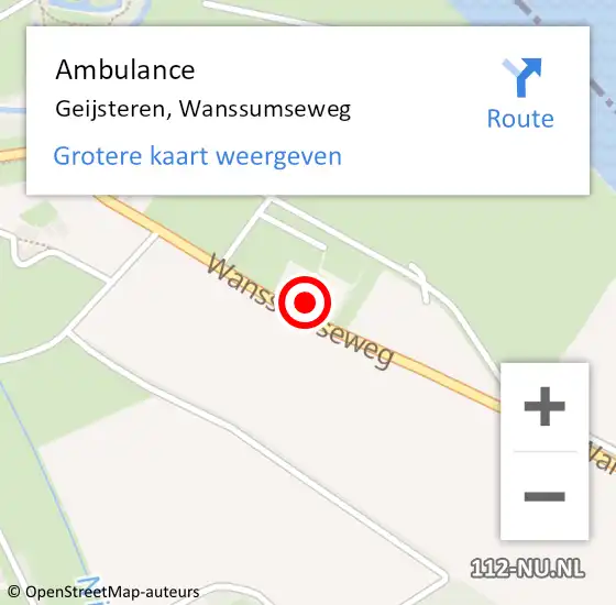 Locatie op kaart van de 112 melding: Ambulance Geijsteren, Wanssumseweg op 12 maart 2014 09:01