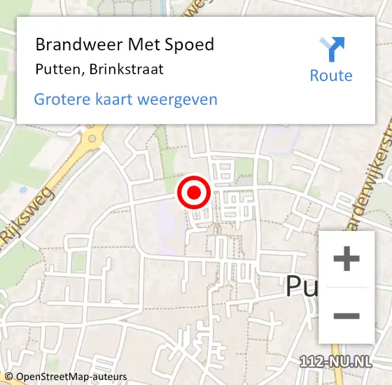 Locatie op kaart van de 112 melding: Brandweer Met Spoed Naar Putten, Brinkstraat op 17 oktober 2018 23:38