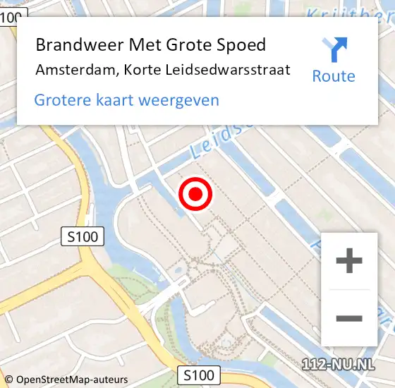 Locatie op kaart van de 112 melding: Brandweer Met Grote Spoed Naar Amsterdam, Korte Leidsedwarsstraat op 18 oktober 2018 00:34