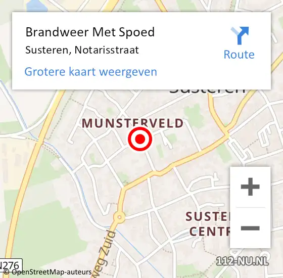 Locatie op kaart van de 112 melding: Brandweer Met Spoed Naar Susteren, Bleekwal op 18 oktober 2018 00:42