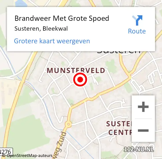 Locatie op kaart van de 112 melding: Brandweer Met Grote Spoed Naar Susteren, Bleekwal op 18 oktober 2018 00:43