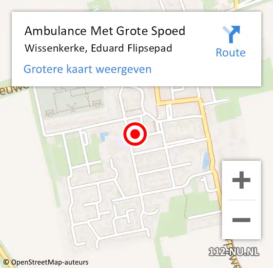 Locatie op kaart van de 112 melding: Ambulance Met Grote Spoed Naar Wissenkerke, Eduard Flipsepad op 18 oktober 2018 03:17