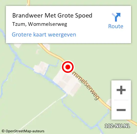 Locatie op kaart van de 112 melding: Brandweer Met Grote Spoed Naar Tzum, Wommelserweg op 18 oktober 2018 07:31