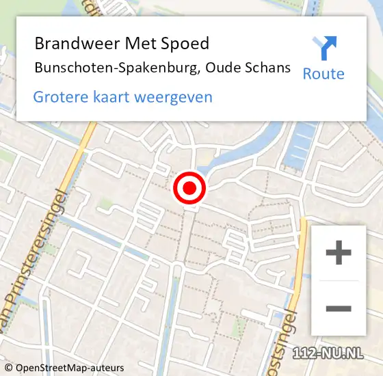 Locatie op kaart van de 112 melding: Brandweer Met Spoed Naar Bunschoten-Spakenburg, Oude Schans op 18 oktober 2018 08:48