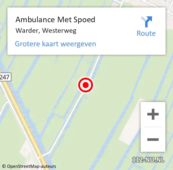 Locatie op kaart van de 112 melding: Ambulance Met Spoed Naar Warder, Westerweg op 18 oktober 2018 09:20
