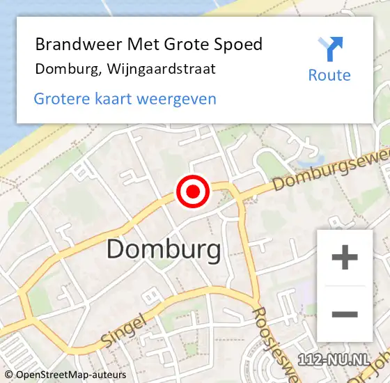 Locatie op kaart van de 112 melding: Brandweer Met Grote Spoed Naar Domburg, Wijngaardstraat op 18 oktober 2018 11:01