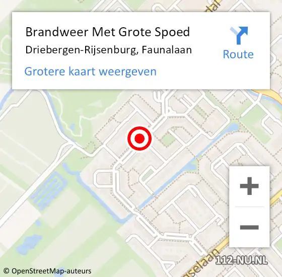 Locatie op kaart van de 112 melding: Brandweer Met Grote Spoed Naar Driebergen-Rijsenburg, Faunalaan op 18 oktober 2018 11:02