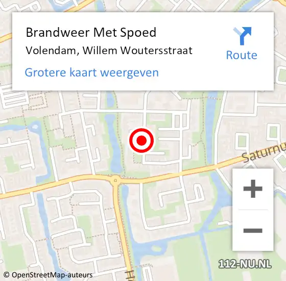 Locatie op kaart van de 112 melding: Brandweer Met Spoed Naar Volendam, Willem Woutersstraat op 18 oktober 2018 11:55