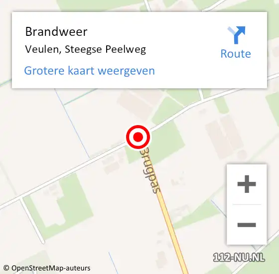 Locatie op kaart van de 112 melding: Brandweer Veulen, Steegse Peelweg op 18 oktober 2018 12:31