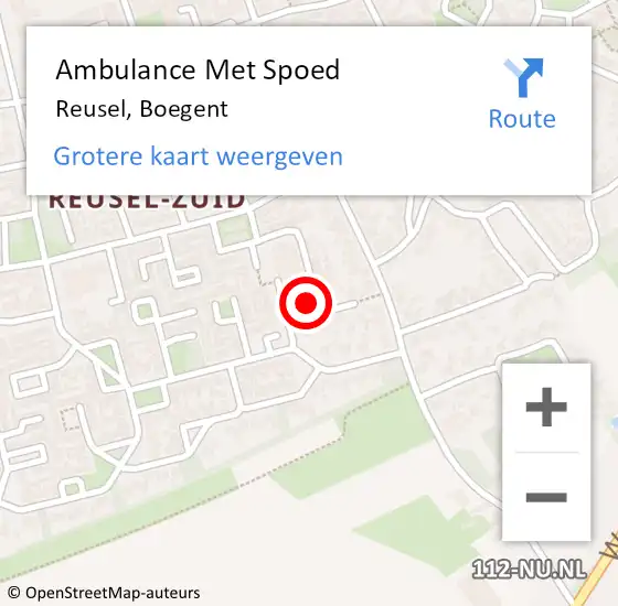 Locatie op kaart van de 112 melding: Ambulance Met Spoed Naar Reusel, Boegent op 18 oktober 2018 13:29