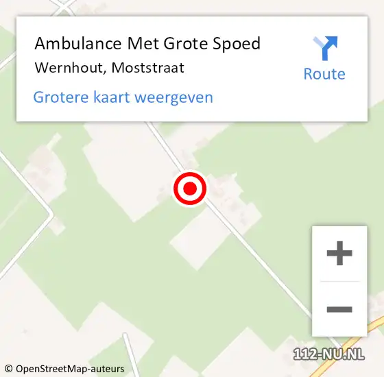 Locatie op kaart van de 112 melding: Ambulance Met Grote Spoed Naar Wernhout, Moststraat op 18 oktober 2018 15:21