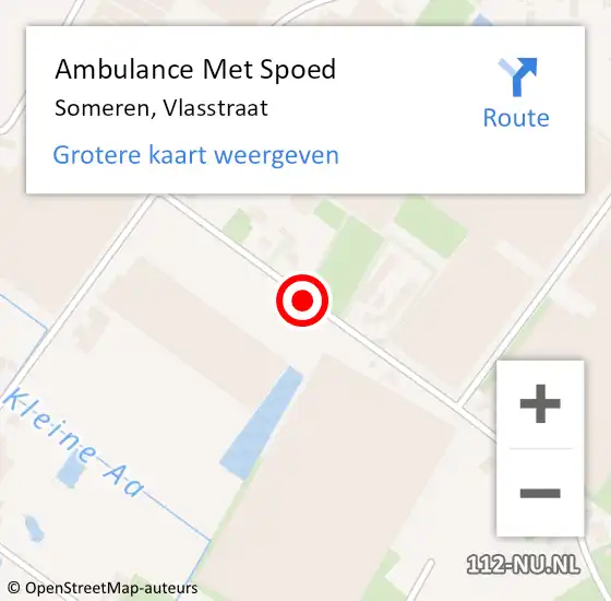 Locatie op kaart van de 112 melding: Ambulance Met Spoed Naar Someren, Vlasstraat op 18 oktober 2018 15:59