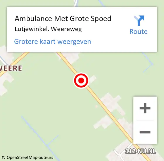 Locatie op kaart van de 112 melding: Ambulance Met Grote Spoed Naar Lutjewinkel, Weereweg op 18 oktober 2018 16:41