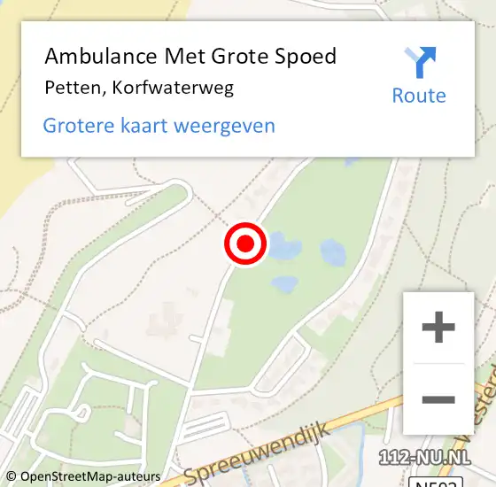 Locatie op kaart van de 112 melding: Ambulance Met Grote Spoed Naar Petten, Korfwaterweg op 18 oktober 2018 16:50