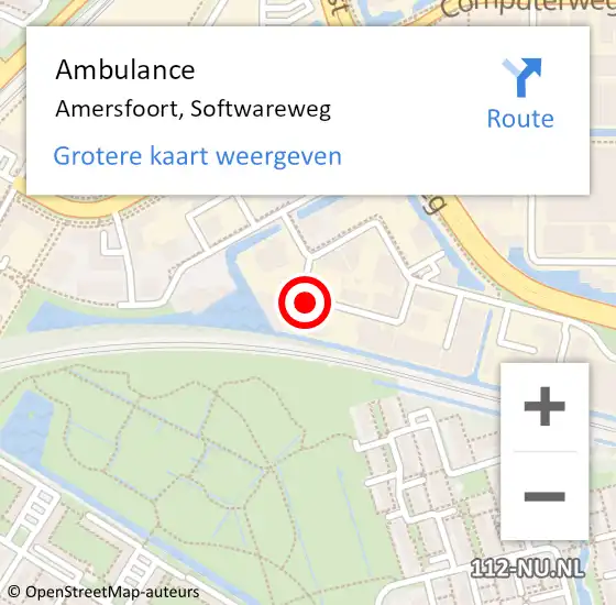 Locatie op kaart van de 112 melding: Ambulance Amersfoort, Softwareweg op 18 oktober 2018 16:58