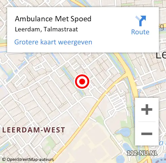 Locatie op kaart van de 112 melding: Ambulance Met Spoed Naar Leerdam, Talmastraat op 18 oktober 2018 17:07