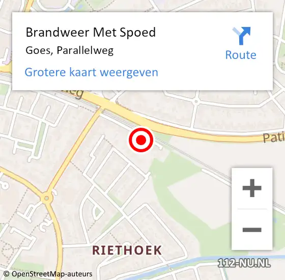 Locatie op kaart van de 112 melding: Brandweer Met Spoed Naar Goes, Parallelweg op 25 september 2013 08:42