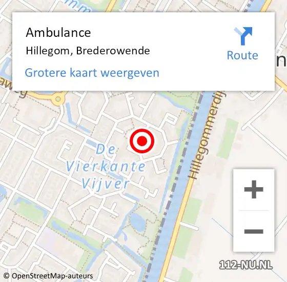 Locatie op kaart van de 112 melding: Ambulance Hillegom, Brederowende op 12 maart 2014 10:06