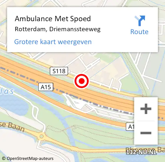Locatie op kaart van de 112 melding: Ambulance Met Spoed Naar Rotterdam, Driemanssteeweg op 18 oktober 2018 18:09