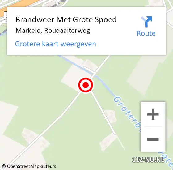 Locatie op kaart van de 112 melding: Brandweer Met Grote Spoed Naar Markelo, Roudaalterweg op 18 oktober 2018 18:24