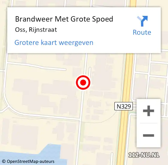 Locatie op kaart van de 112 melding: Brandweer Met Grote Spoed Naar Oss, Rijnstraat op 18 oktober 2018 18:42