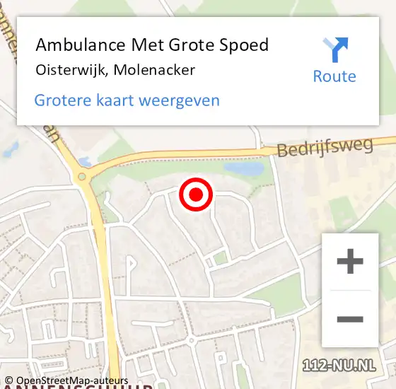 Locatie op kaart van de 112 melding: Ambulance Met Grote Spoed Naar Oisterwijk, Molenacker op 18 oktober 2018 19:37