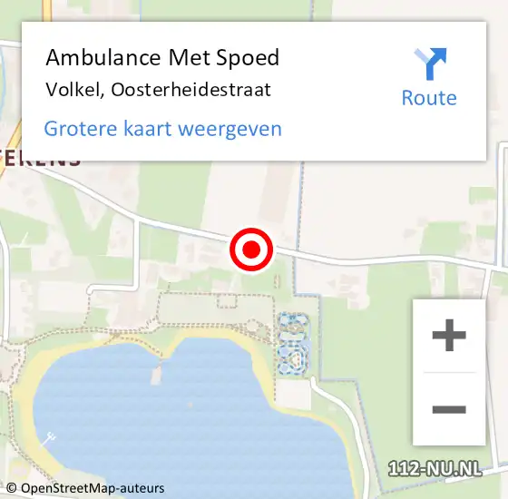 Locatie op kaart van de 112 melding: Ambulance Met Spoed Naar Volkel, Oosterheidestraat op 18 oktober 2018 20:04