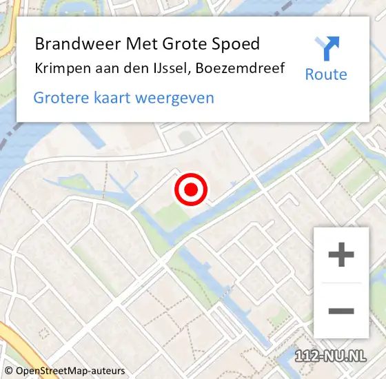 Locatie op kaart van de 112 melding: Brandweer Met Grote Spoed Naar Krimpen aan den IJssel, Boezemdreef op 18 oktober 2018 21:00