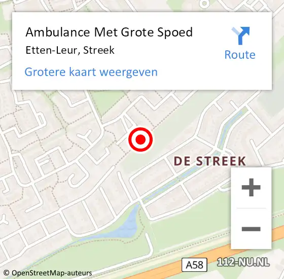 Locatie op kaart van de 112 melding: Ambulance Met Grote Spoed Naar Etten-Leur, Streek op 18 oktober 2018 21:08