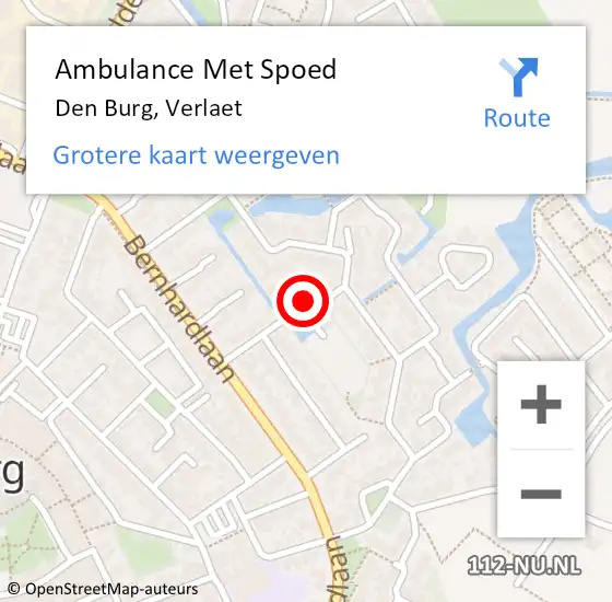 Locatie op kaart van de 112 melding: Ambulance Met Spoed Naar Den Burg, Verlaet op 18 oktober 2018 22:14