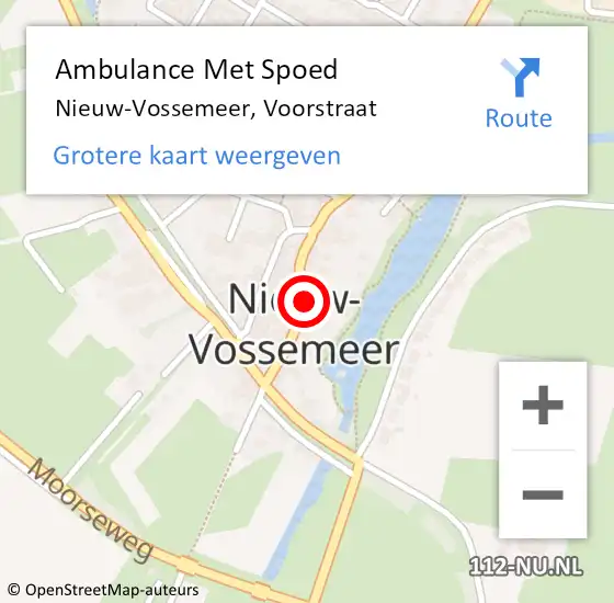 Locatie op kaart van de 112 melding: Ambulance Met Spoed Naar Nieuw-Vossemeer, Voorstraat op 18 oktober 2018 22:19