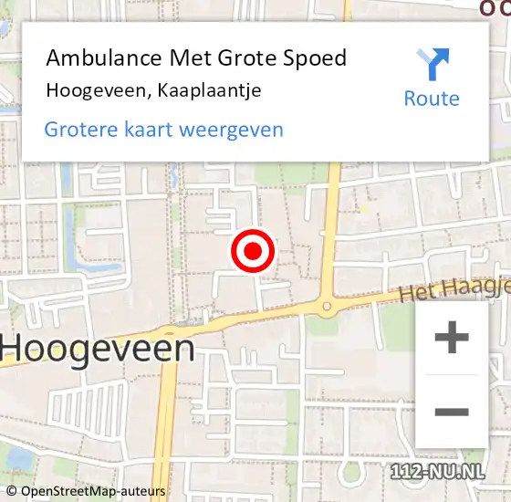 Locatie op kaart van de 112 melding: Ambulance Met Grote Spoed Naar Hoogeveen, Kaaplaantje op 18 oktober 2018 22:19