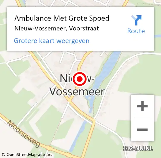 Locatie op kaart van de 112 melding: Ambulance Met Grote Spoed Naar Nieuw-Vossemeer, Voorstraat op 18 oktober 2018 22:23