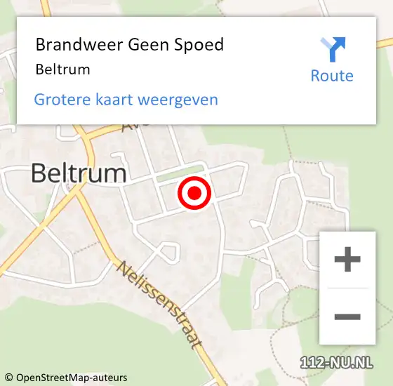 Locatie op kaart van de 112 melding: Brandweer Geen Spoed Naar Beltrum op 18 oktober 2018 23:06