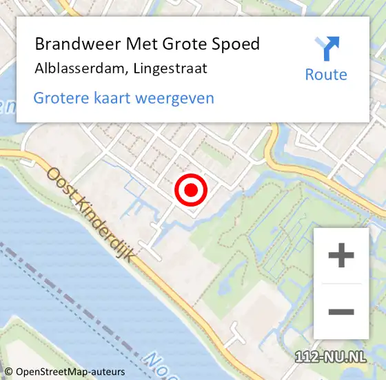 Locatie op kaart van de 112 melding: Brandweer Met Grote Spoed Naar Alblasserdam, Lingestraat op 18 oktober 2018 23:45